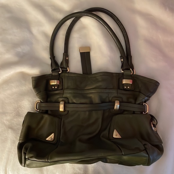 B. Makowsky Eden Shopper Bag Forest Green EUC - Picture 2 of 7
